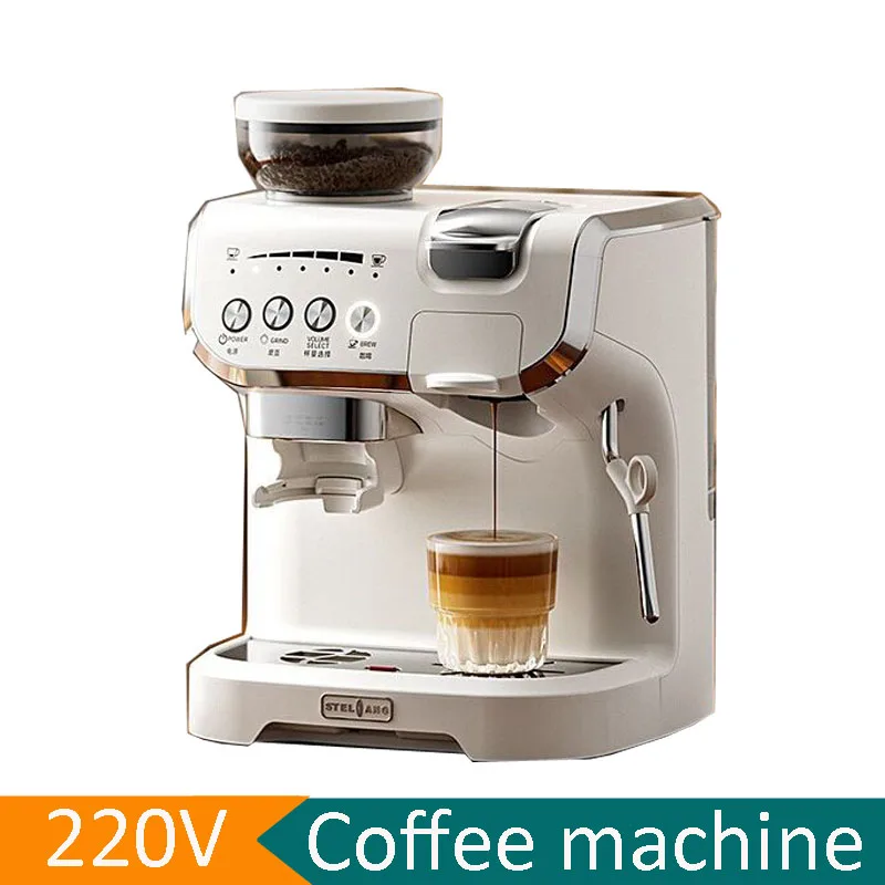 220V Espresso Machine with Grinder High Quality Cappuccino Milk Bubble Coffee Machine Popular Smart Itali America Coffee Machine