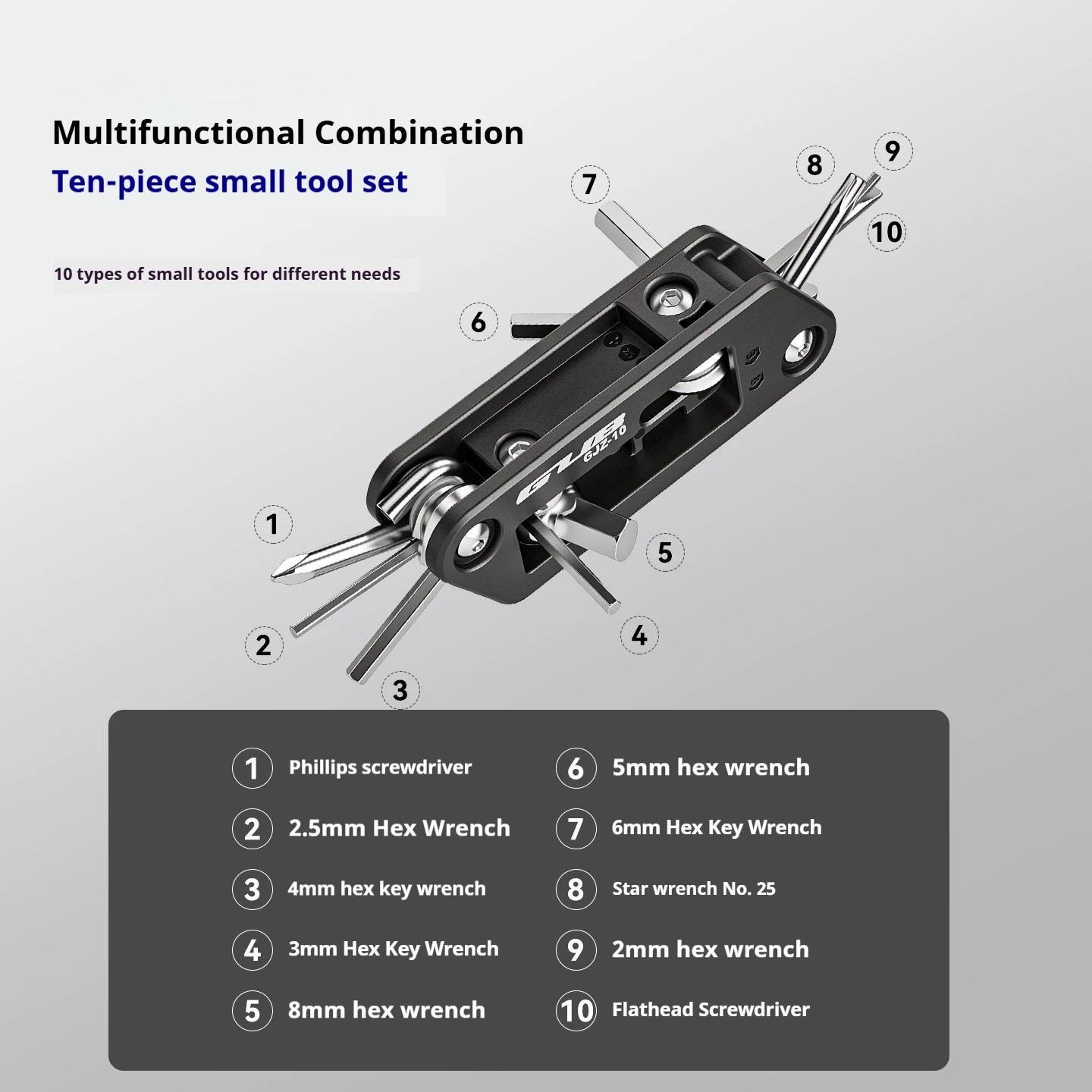 GUB 10-in 1 Portable Mini Bicycle Multitool Multifunctional Bike Repair Tool Compact for Electric Vehicles and Motorcycles - view 3