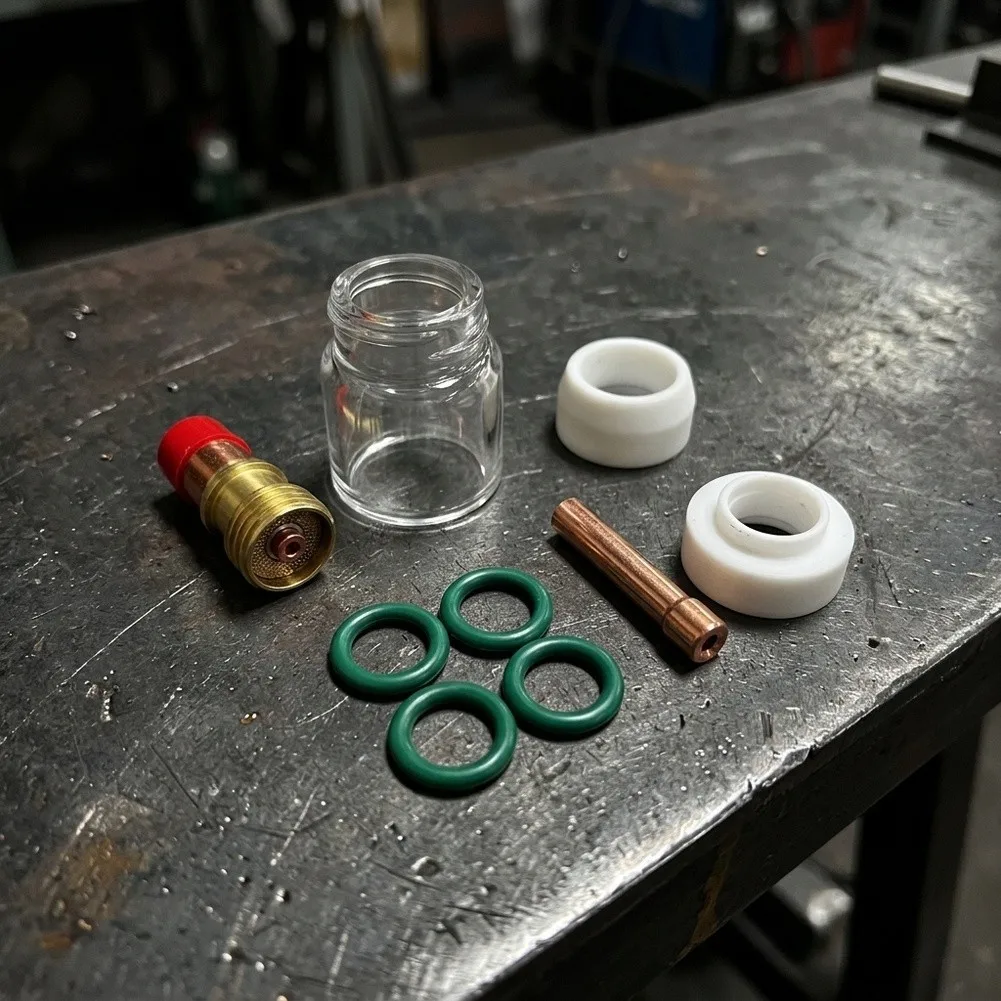 9 Piece Replacement Accessory Kit for WP17 WP18 WP26 Includes Glass Nozzle Gas Lens Collet 4 Green O Rings 2 White Gaskets