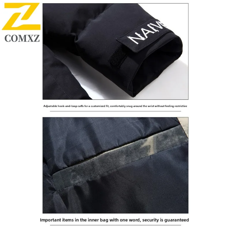سترة COMXZ للرجال مبطنة بالقطن خفيفة الوزن وسميكة للتخييم والتزلج سترة شتوية خارجية بسيطة وعالية الجودة مبطنة