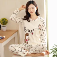 Ensemble de pyjamas 2 pièces fin pour femme, collection automne 2026, col rond, motifs ours et chat tasse, hauts de pyjama pour couples 2