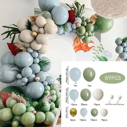 87pcs teal balloon garland Green Balloon Latex White Beach Balloon Arch set Light blue hunting unisex birthday party