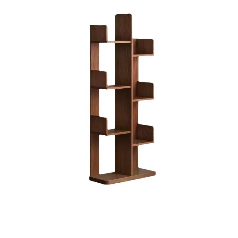 Solid Wood Bookshelf Shelf Floor-to-ceiling Simple Household Living Room Bedroom Wall Flower Stand Simple Creative Tree-shaped S