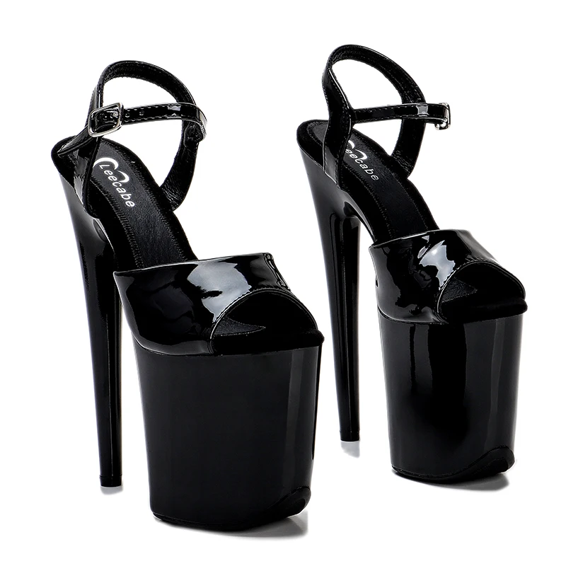 Leecabe 20cm/8inches Patente PU Upper Trend Fashion Platform High Heel Sandals Sexy Stripper Heel Pole Dance Shoes