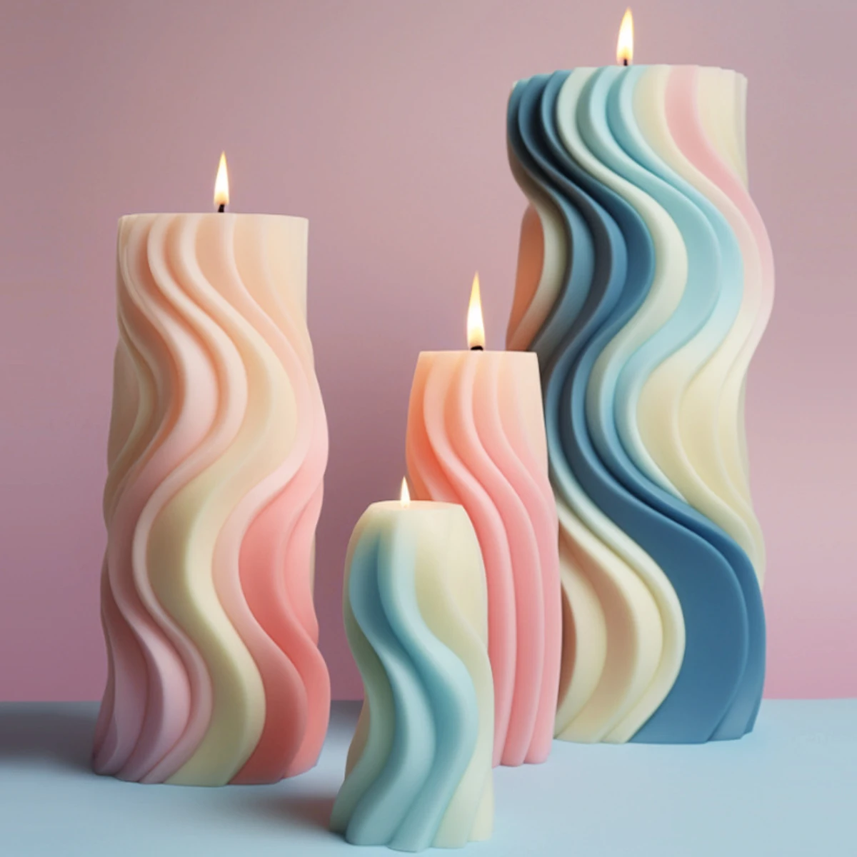 Stripe Spiral Cylindrical Candle Silicone Mold DIY Wave Column Plaster Soap Making Tool Geometry Chocolate Home Art Decor Gifts