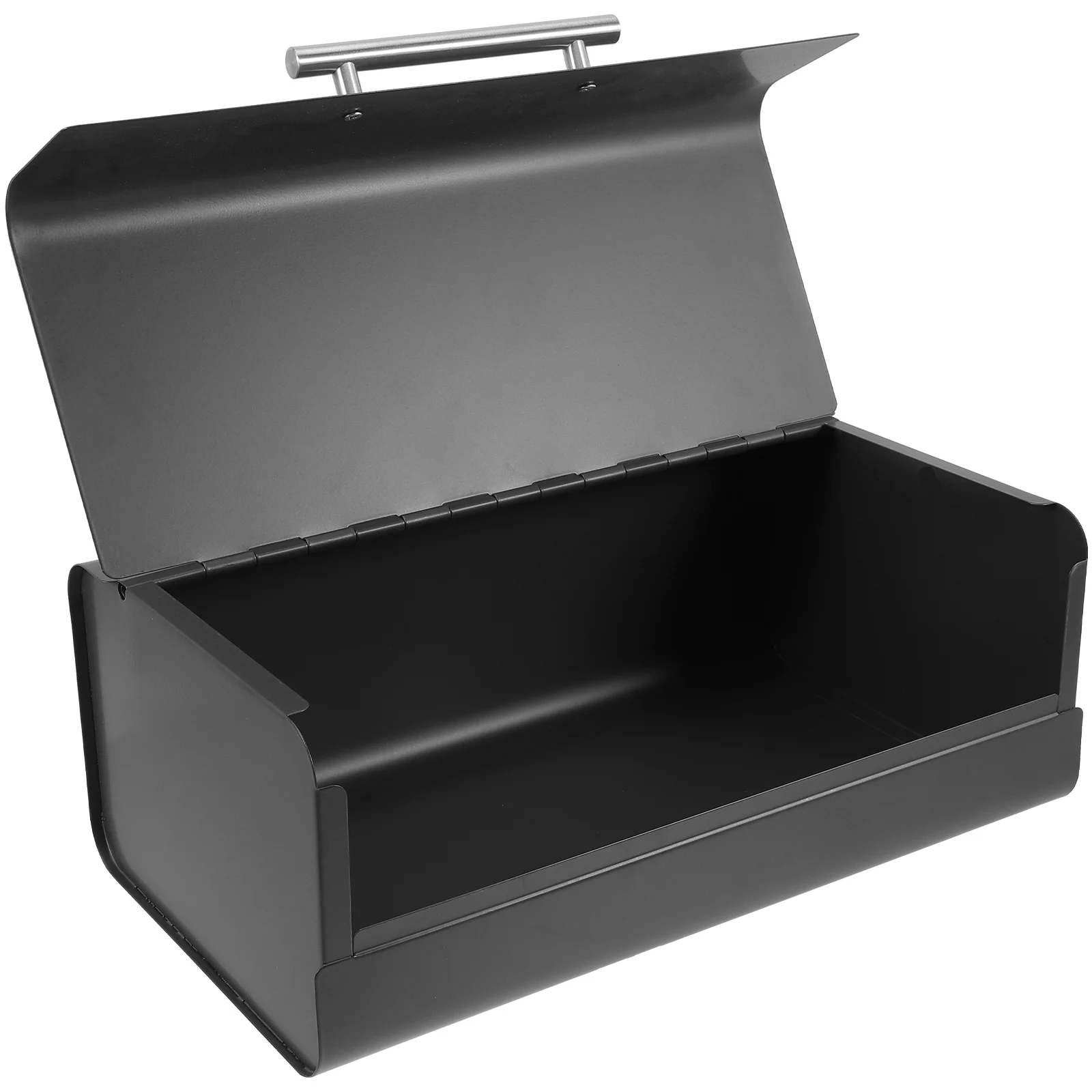 

Bread Flip Storage Box Metal Iron Food Holder for Kitchen Loaf Cookies Compact Retro Bread Box Container with Lid Black