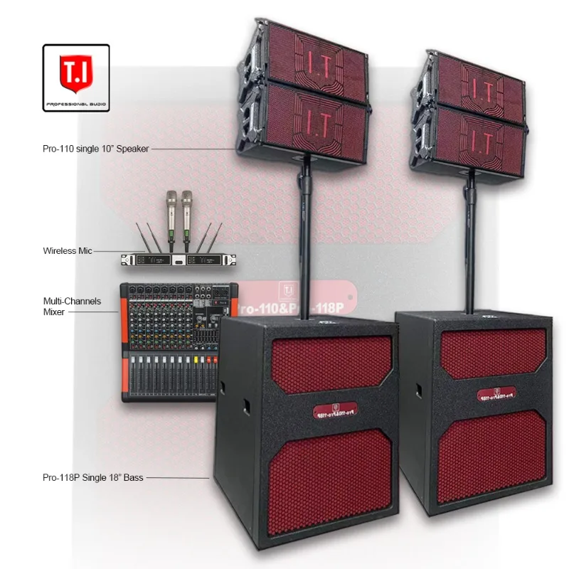 1200W 10 Inch Powered PA Speaker Combo Bluetooth Audio Set with Tops and Bass for Church DJ Live Shows