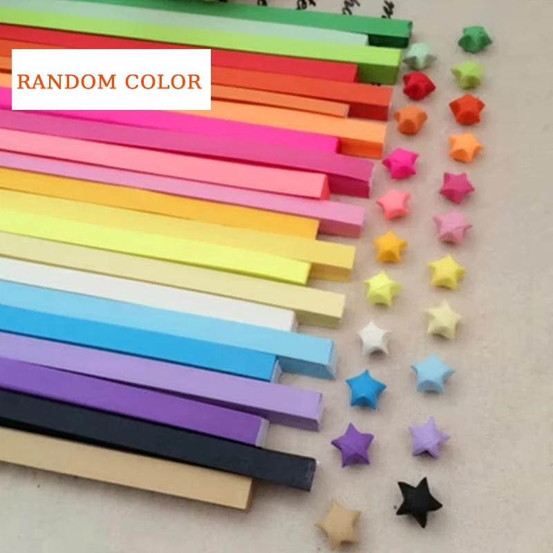 Origami Lucky Star Ribbons Colors Strips Paper Folding Kit Lucky Wish Star Decoration Wishing Star For Kids (Random Color)