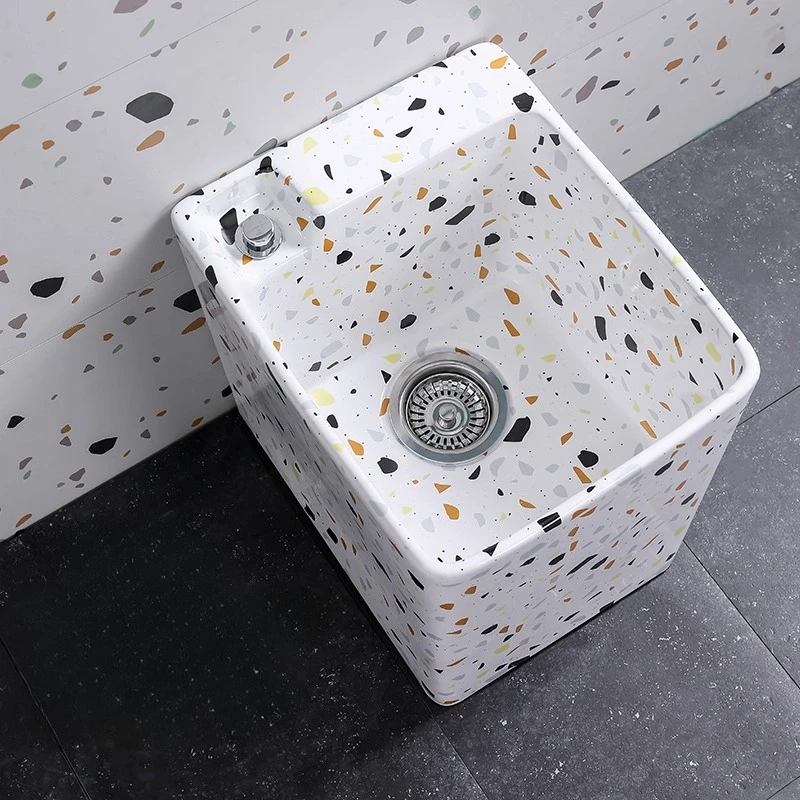 

Ceramic mop pool Bathroom size Square household mop pool Nordic balcony Outdoor washing basin sink