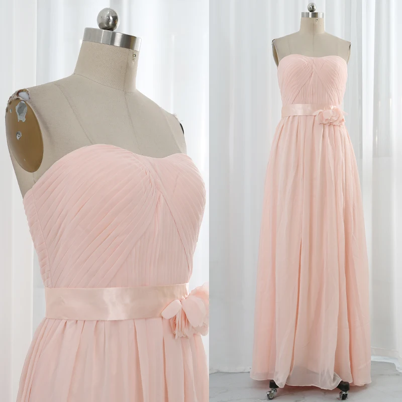 Women Strapless Sweetheart Pleated Long Wedding Party Bridesmaid Dresses Formal Evening Gow