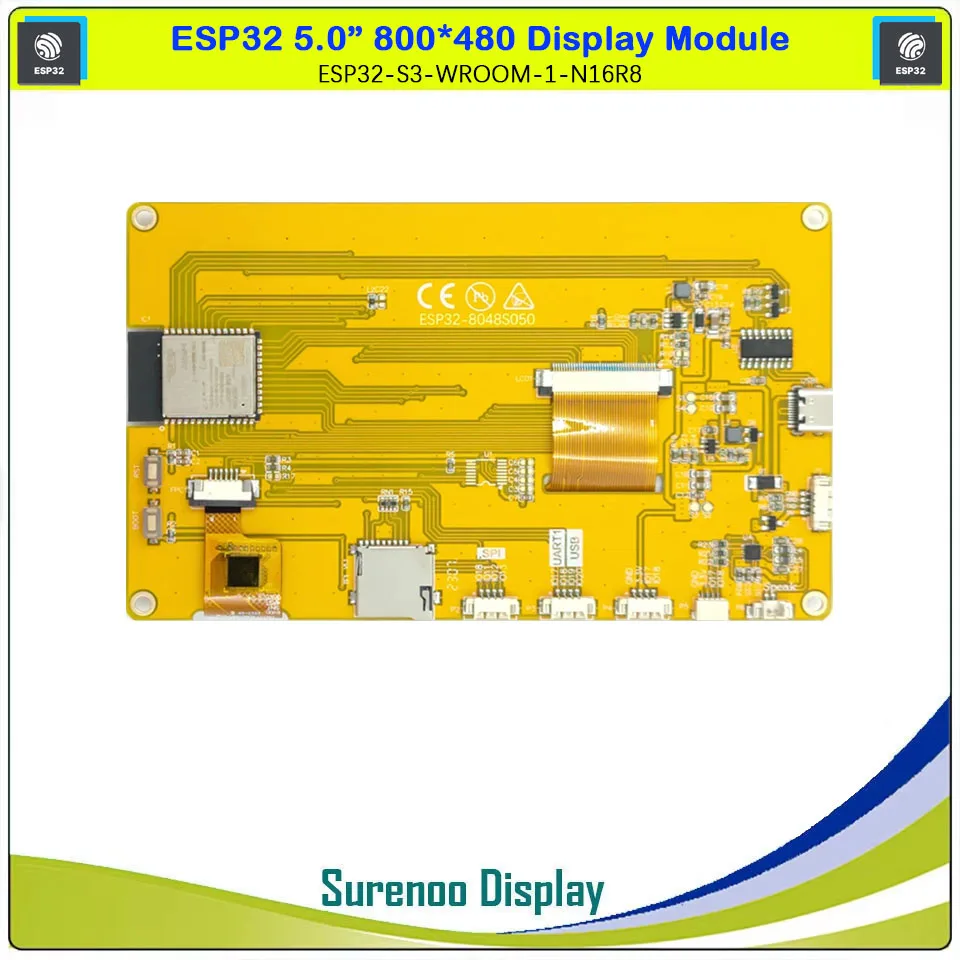 ESP32 Display 5.0" 800*480 Touch IPS LCD Display Module Screen S3-WROOM-N16R8 WIFI Bluetooth PSRAM FLASH LVGL ESP32-8048S050