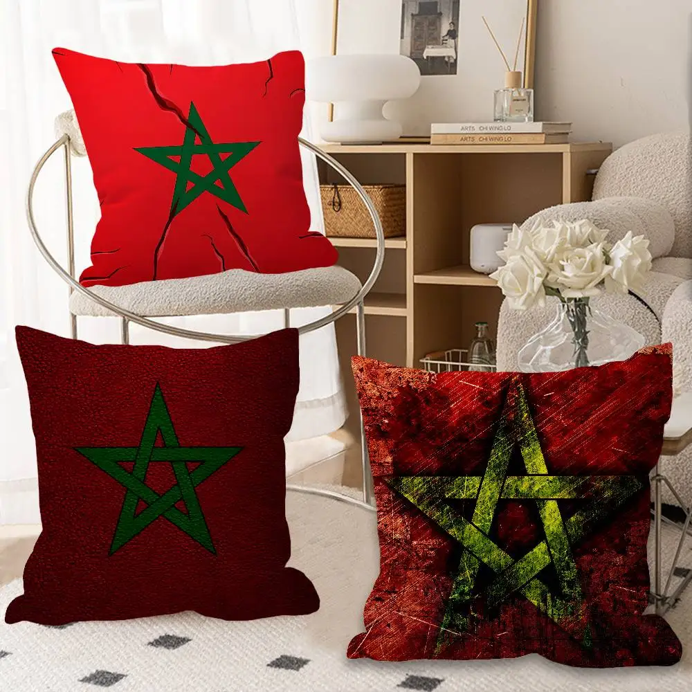 Morocco Map Flag Cushion Cover Inches Farmhouse Decor Home Throw Pillow Covers For Couch Decorations