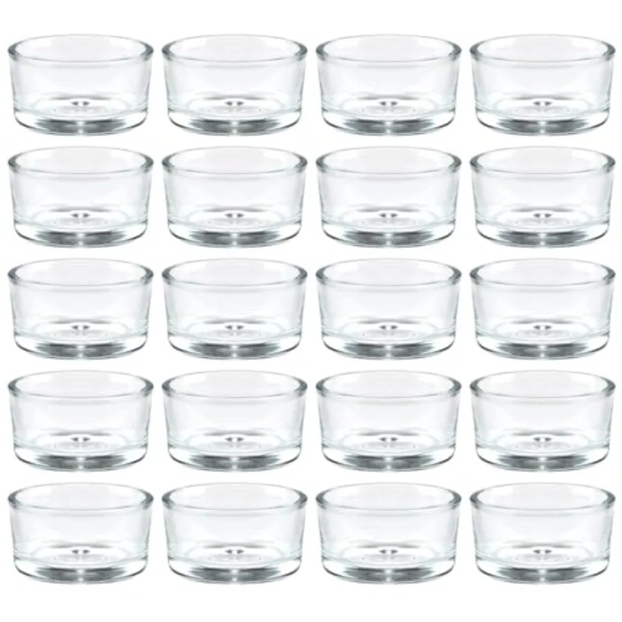 

36 Pack Clear Glass Tealight Candle Holders, 1.8 Inch Wide x 1 Inch High, for 1.5" Tealights, Bulk for Wedding Centerpieces, Pa