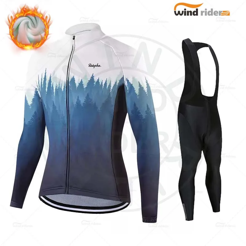 

2024 Ropa Ciclismo Warm New Raphaful Winter Thermal Fleece Cycling Clothes Men Jersey Suit Outdoor Riding Bike MTB Bib Pants Set