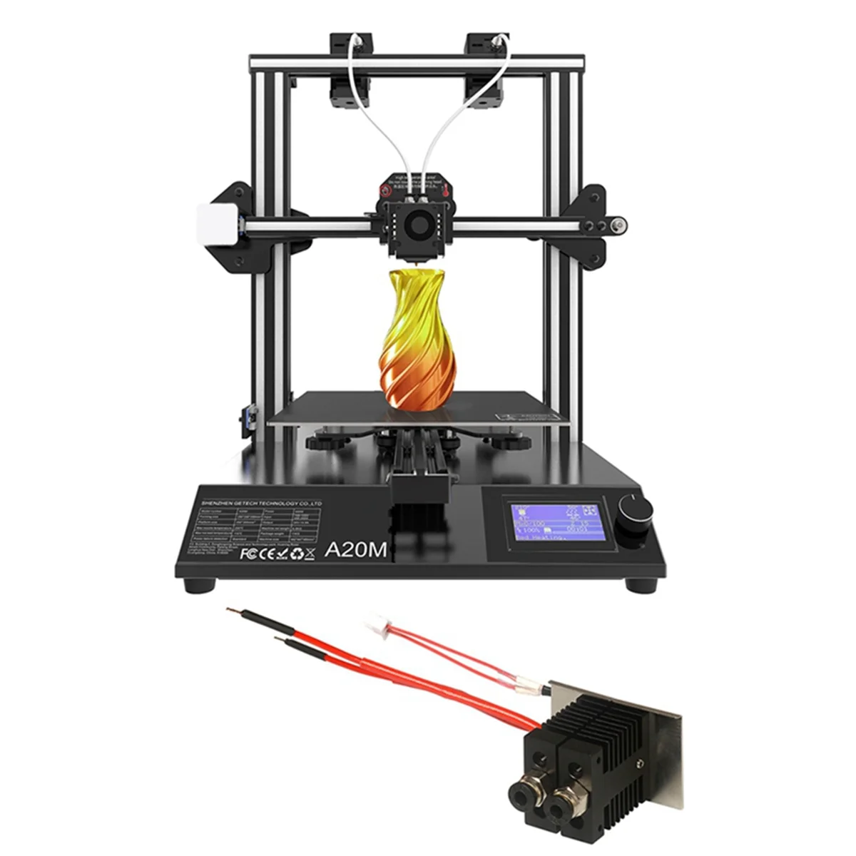 3D Printer Accessories, 2 in 1 Out Extruder Kit, Mixed Color Hot End Extruder Nozzle for A20M A10M