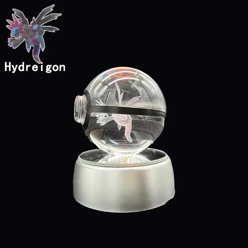 بوكيمون ثلاثية الأبعاد كريستال الكرة بيكاتشو ميجا تشارجر أنيمي نموذج النقش مع زخرفة سطح المكتب LED #6