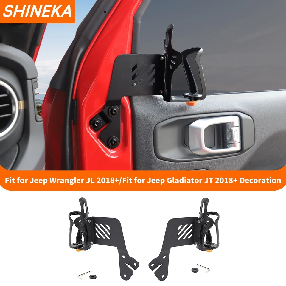 

SHINEKA автомобильный передняя дверь, боковой держатель для чашки с водой, держатель для телефона, кронштейн для Jeep Wrangler JL 2018 Up для Jeep Gladiator JT 2018 Up