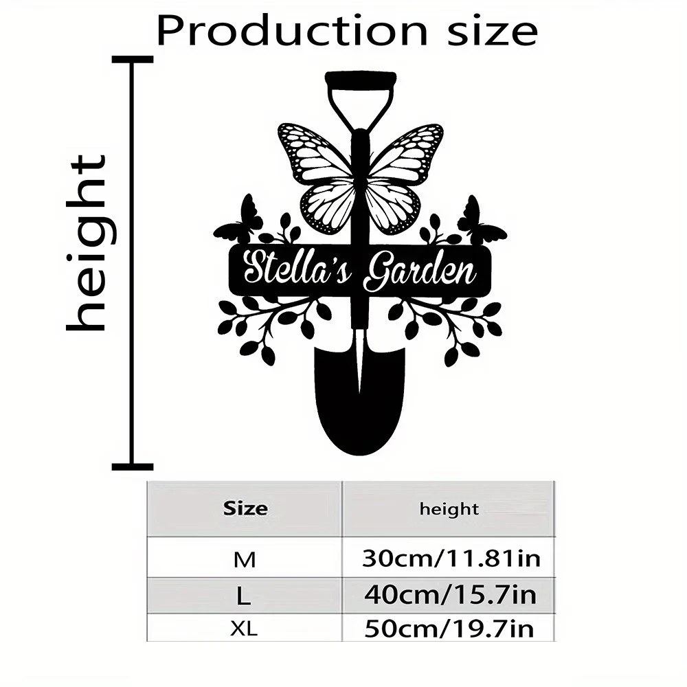 A Custom Metal Sign with a Butterfly Garden Design And Stake, Personalized Garden Stake Sign, Custom Gardener Decoration