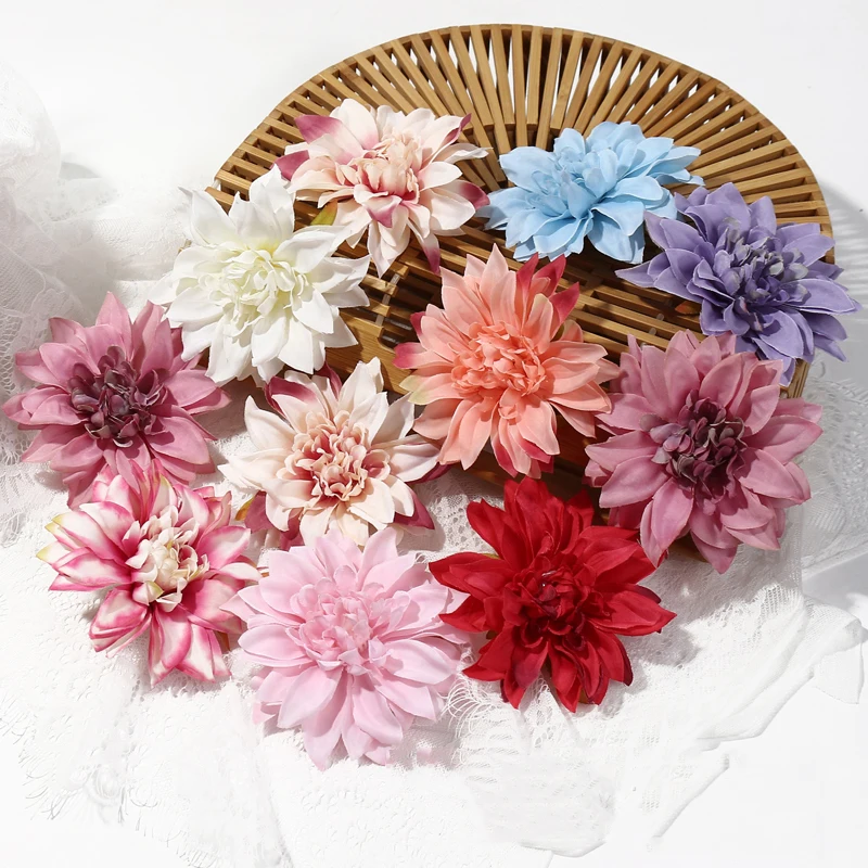 10cm Pompon Head Fake Flower Silk Artificial Flowers For Bride Wedding Wall Flower Garden Decoration DIY Home Decor Cabeza De