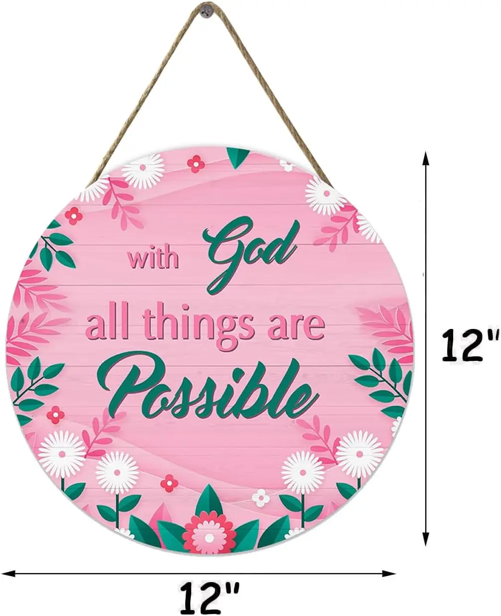 Spring Welcome Sign God All Things Are Possible Wall Sign Inspiration Hanging Decor Religious Faith Decor Front Door Decor 12 in