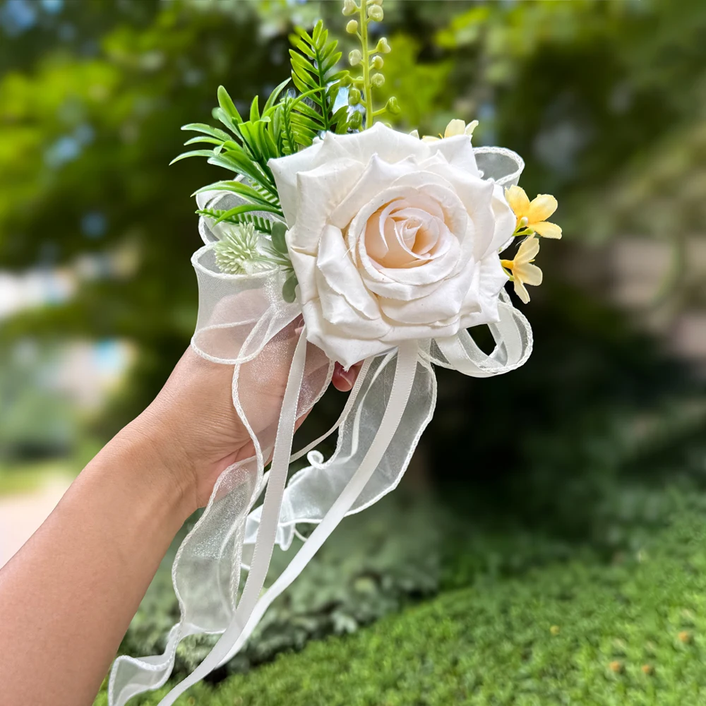Große Rosenblume mit gekräuselten Rändern und Saugnapf, künstliche Blumendekoration für Hochzeitsauto-Rückspiegel, Party-Gang-Stuhl-Dekoration – Detail 11