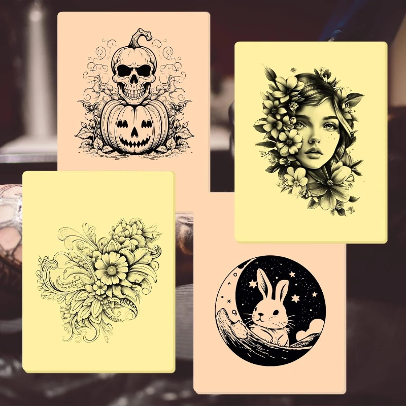 

A4 Blank Tattoo Skin Practice, 3mm, Tattoo Practice Stencil, Fake Skin Supplies for Beginners Artists (Skin Tone, Yellow)