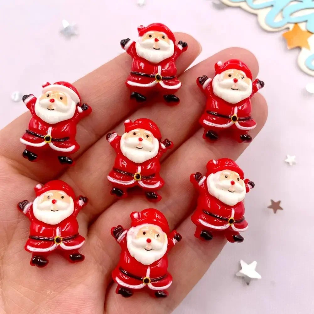 15PCS Żywica Kolorowa Kreskówka Święty Mikołaj Figurka Flatback Stone Scrapbook DIY Bow Akcesoria Czerwona Seria Christmas Decor Craft