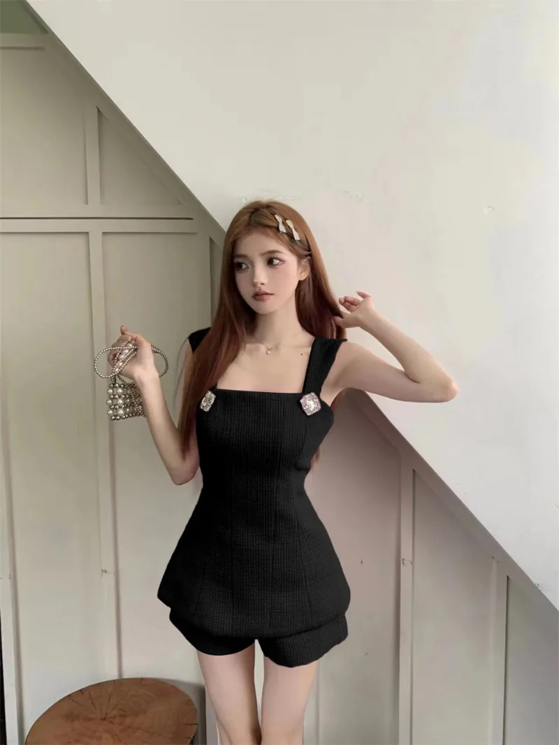 2024 Summer Short Sets Sexy Backless Camisole Shorts Pants Two Piece  Women Conjuntos Cortos 2    Outfit