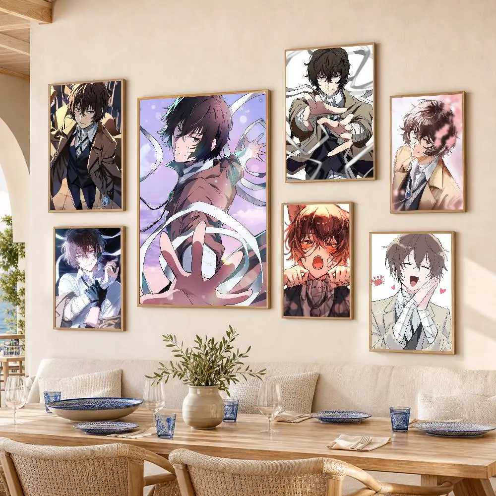 O-Osamu Dazai Waterproof Self-Adhesive Wall Poster for Bedroom Living Room Home Decor