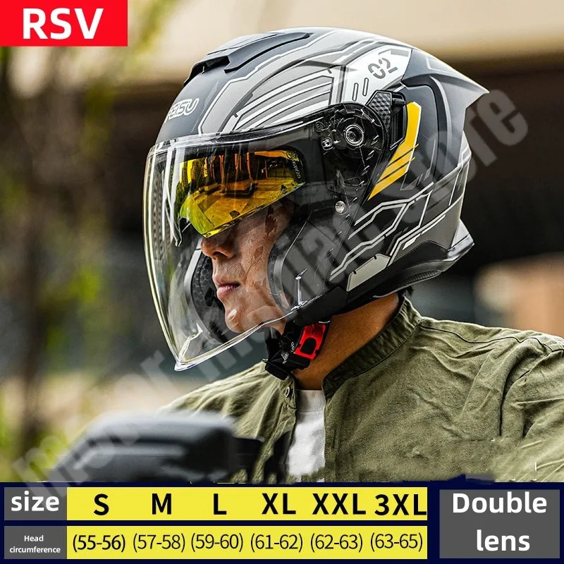 Motorcycle Dual Lens Half Helmet Big Head Circumference of Three-quarters Helmet Windproof Electric Vehicle Helmet for Winter