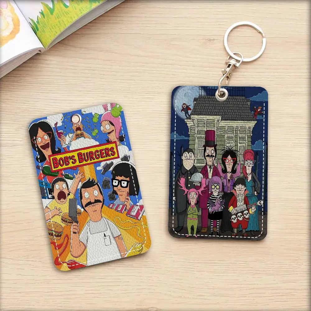 Cartoon Cute B-Bob B-Burgers Keychain With Access Card Holder, Bus Pass & Meal Card ID Bank Card Protective Case For Security view 2