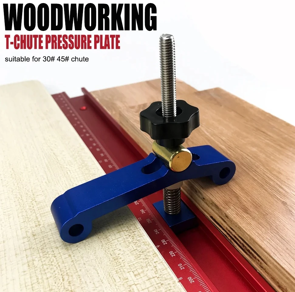 T-Track Table Clamping System, Includes Miter Track, Adjustable Press Plate & Hold Down Clamps, Woodworking Jig Set