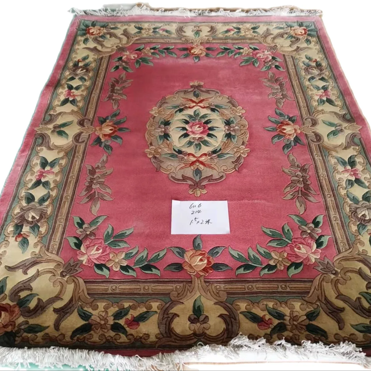 

Free Shipping Special Shaped 90Lines Handmade Woolen Rugs Thick Plush Carpet Rose Pink Rug 1.5x2m