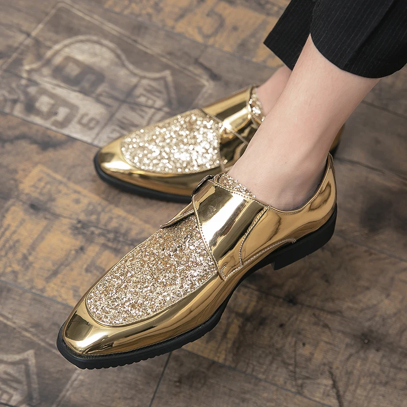 2026 Designer Monk Strap Black Golden Casual Leather Shoes For Men Loafter Formal Wedding Dress Homecoming Zapatos