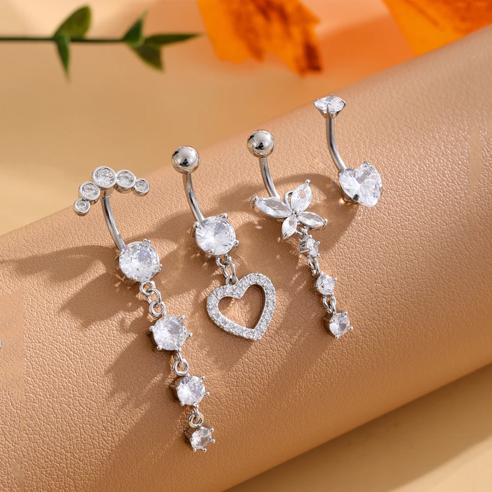 3-5pcs/Lot Belly Button Ring Sets with Heart and Butterfly Designs