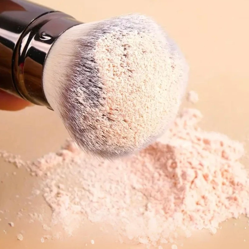 2 Stuks Draagbare Foundation Make-Up Borstel Met Deksel Intrekbare Ronde Kop Schuine Borstels Gezicht Concealer Blush Borstel Makeup Tools