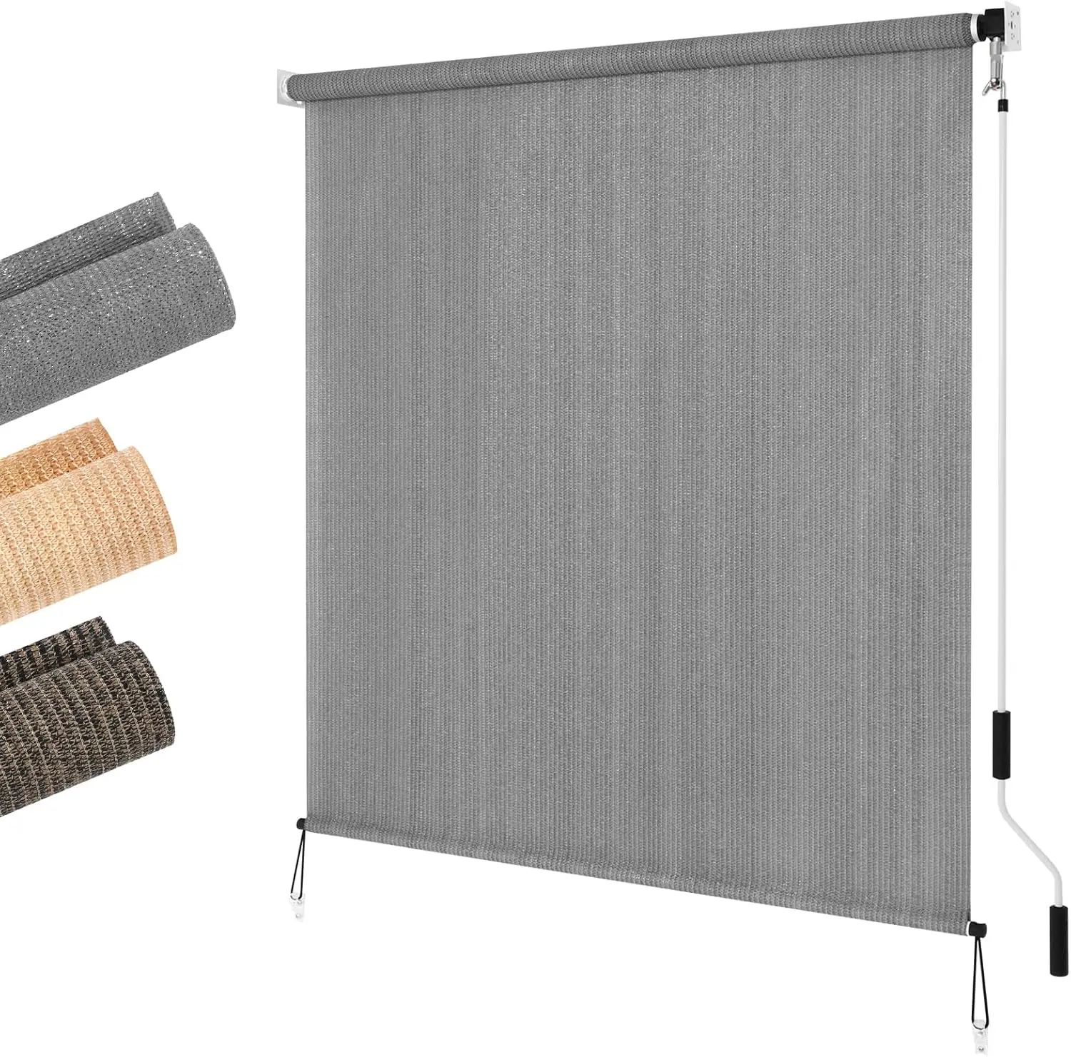 Outdoor Sunshade Roller Shades 6'Wx6'H (72" Wx72 H), Roll up Exterior    Shade Blinds Privacy Screen w/ 90% UV Protection Sha