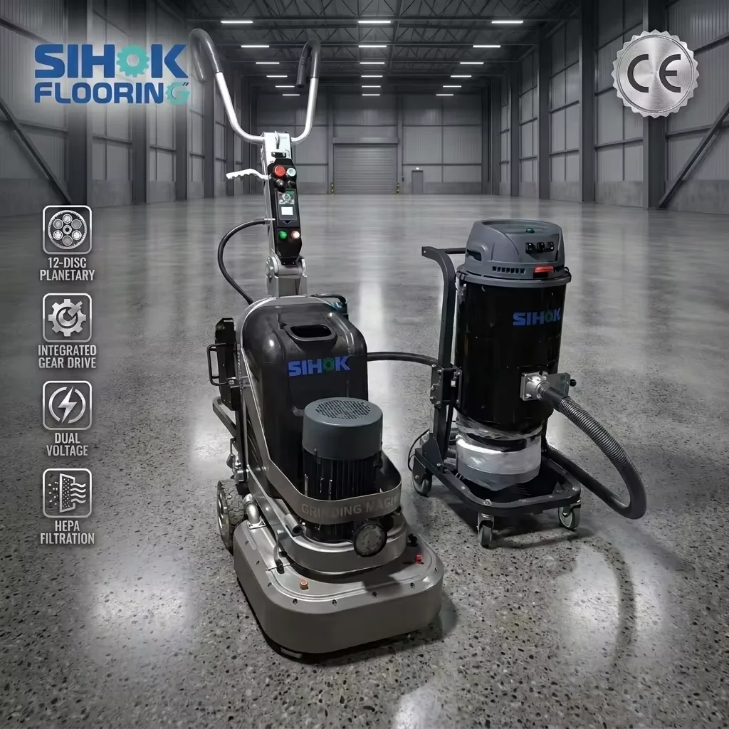 7.5kW Dust Free Industrial Walk Behind Concrete Grinding Polisher With Vacuum Optional For Epoxy Marble Terrazzo Floor Grinder