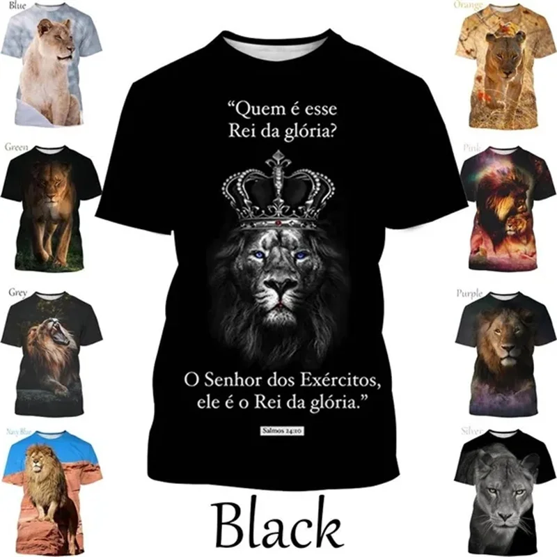 

New Summer Fashion Men's Women's Animal 3D Printed Lion T-Shirts Fashion Print Lion T-Shirt Oversized Plus Size XS-5XL Tops Tees