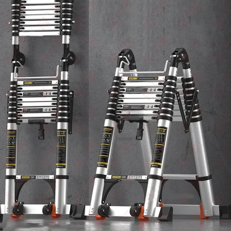 Home Kitchen Telescopic Ladder Aluminum Alloy Step Stools Multi-functional Engineering Portable Folding Straight