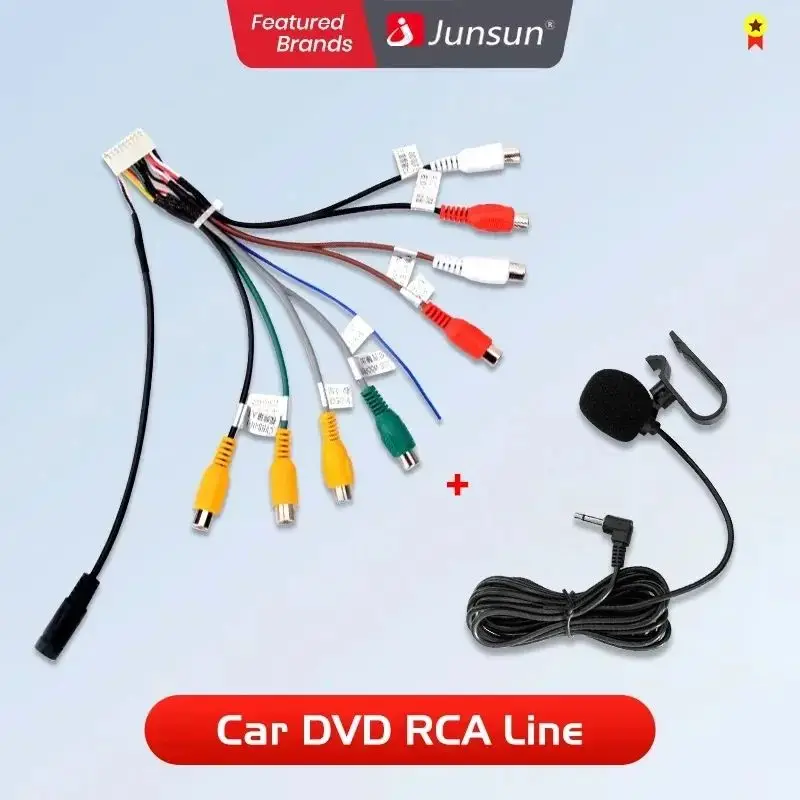 Image of Junsun RCA-Ausgangskabel Aux-in Adapterkabel mit Mikrofon Auto-Zubehör für Autoradio