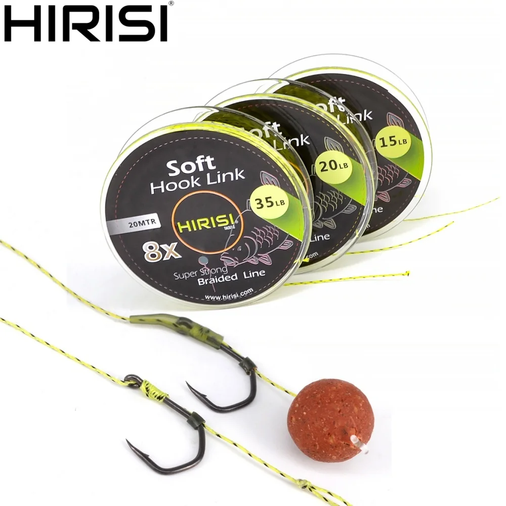 

Hirisi 2pcs 20M Braided Hook Link 8 Strand Coarse Carp Fishing Tackle