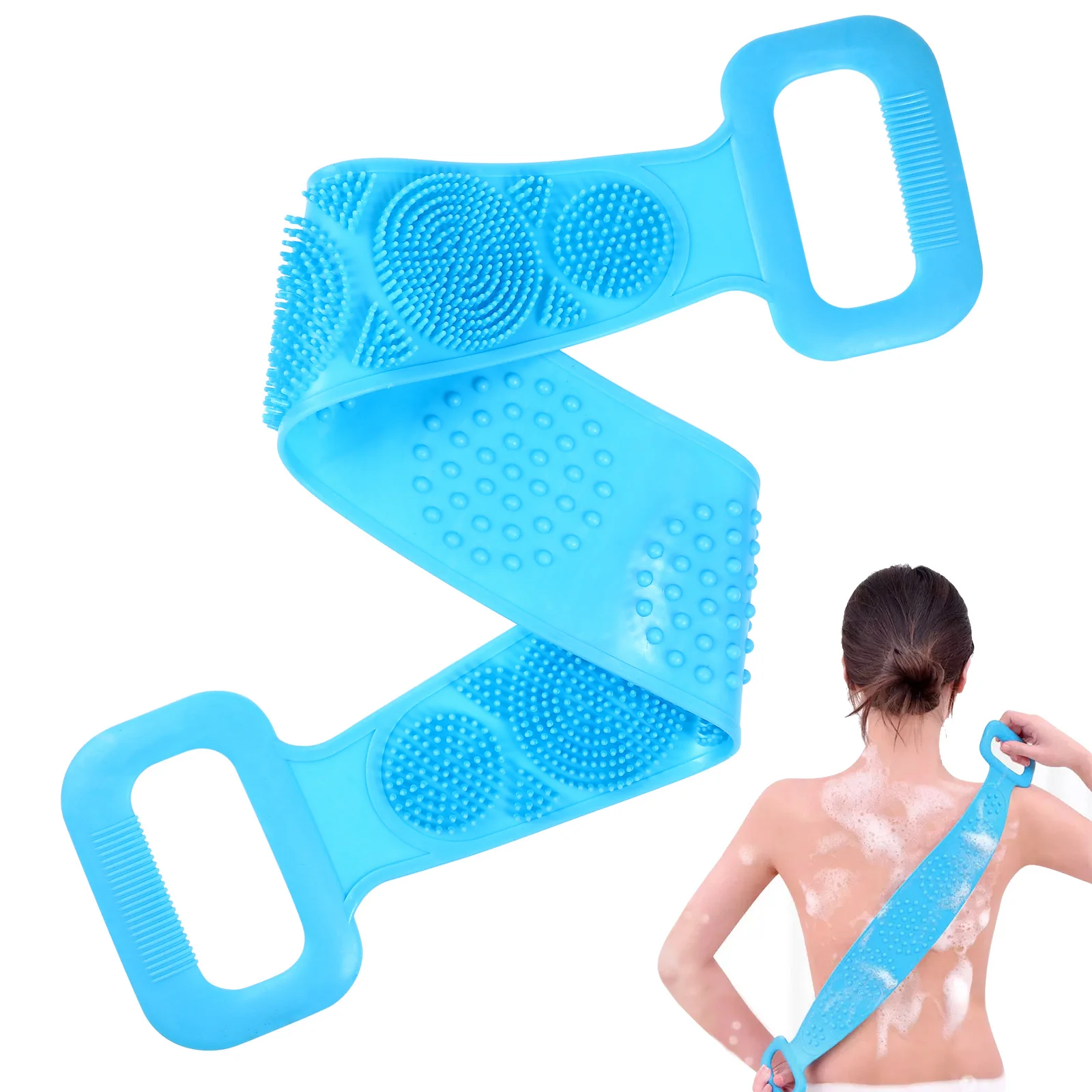 

Силиконовое полотенце для протирания спины, длинное полосатое портативное полотенце для ванны и душа для тяжелых условий эксплуатации, глубокая очистка спины, шеи, плеч