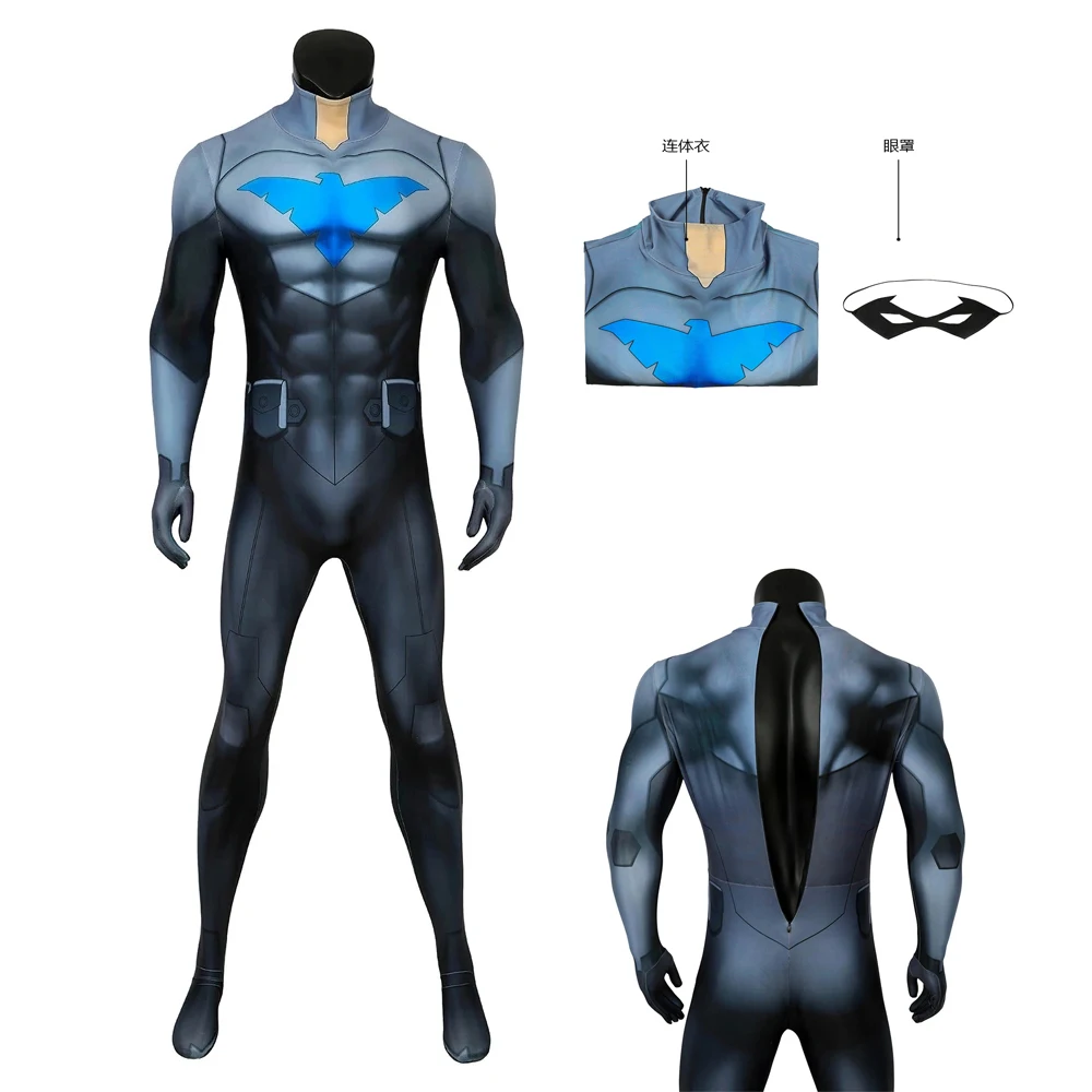 

Nightwing's Son Halloween Role Playing Superhero Nightwing Cosplay Costume Zentail Tight Fitting Jumpsuit Mask