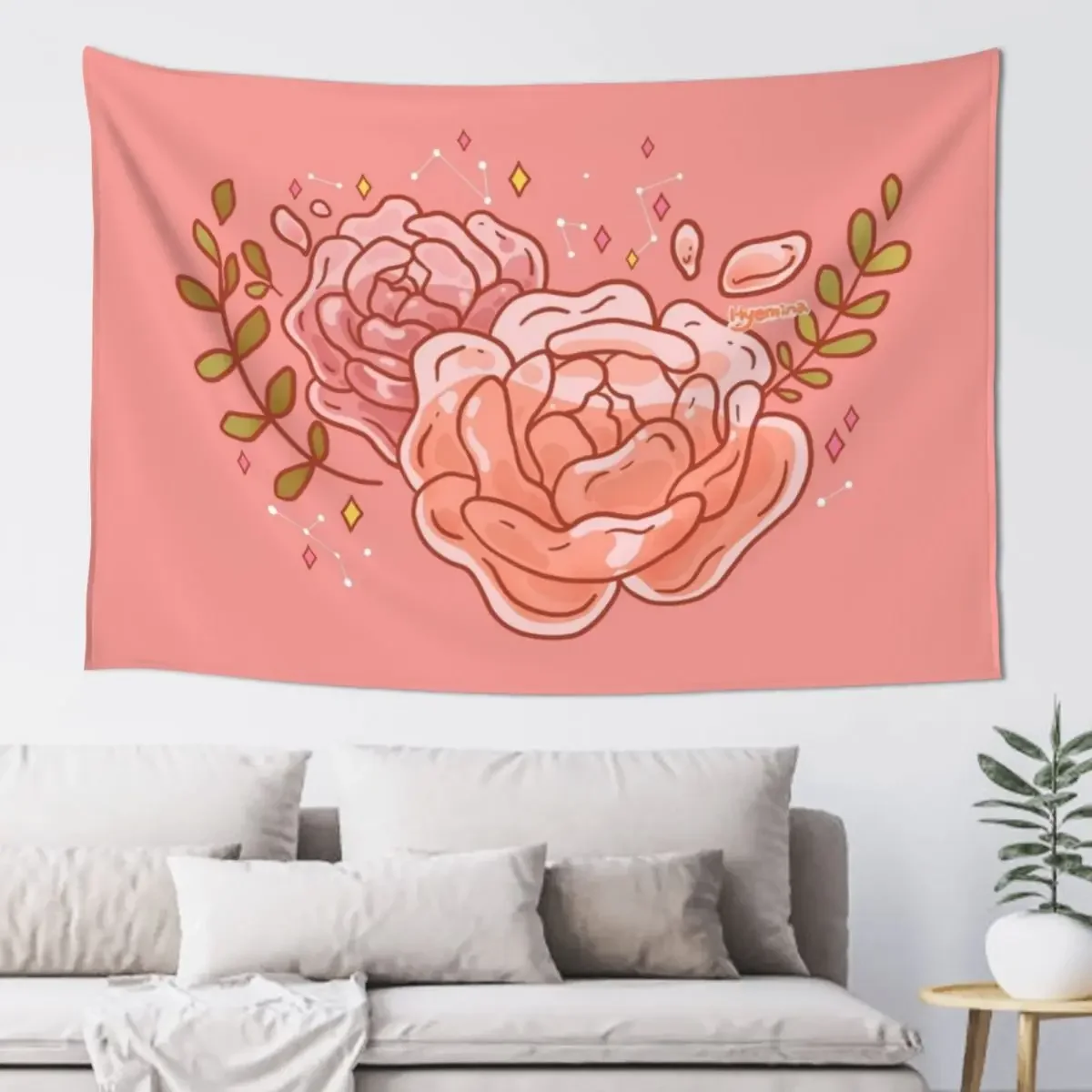 Two Clear Roses Tapestry Korean Room Decor Wallpapers Home Decor Bedrooms Decorations Cute Decor Tapestry