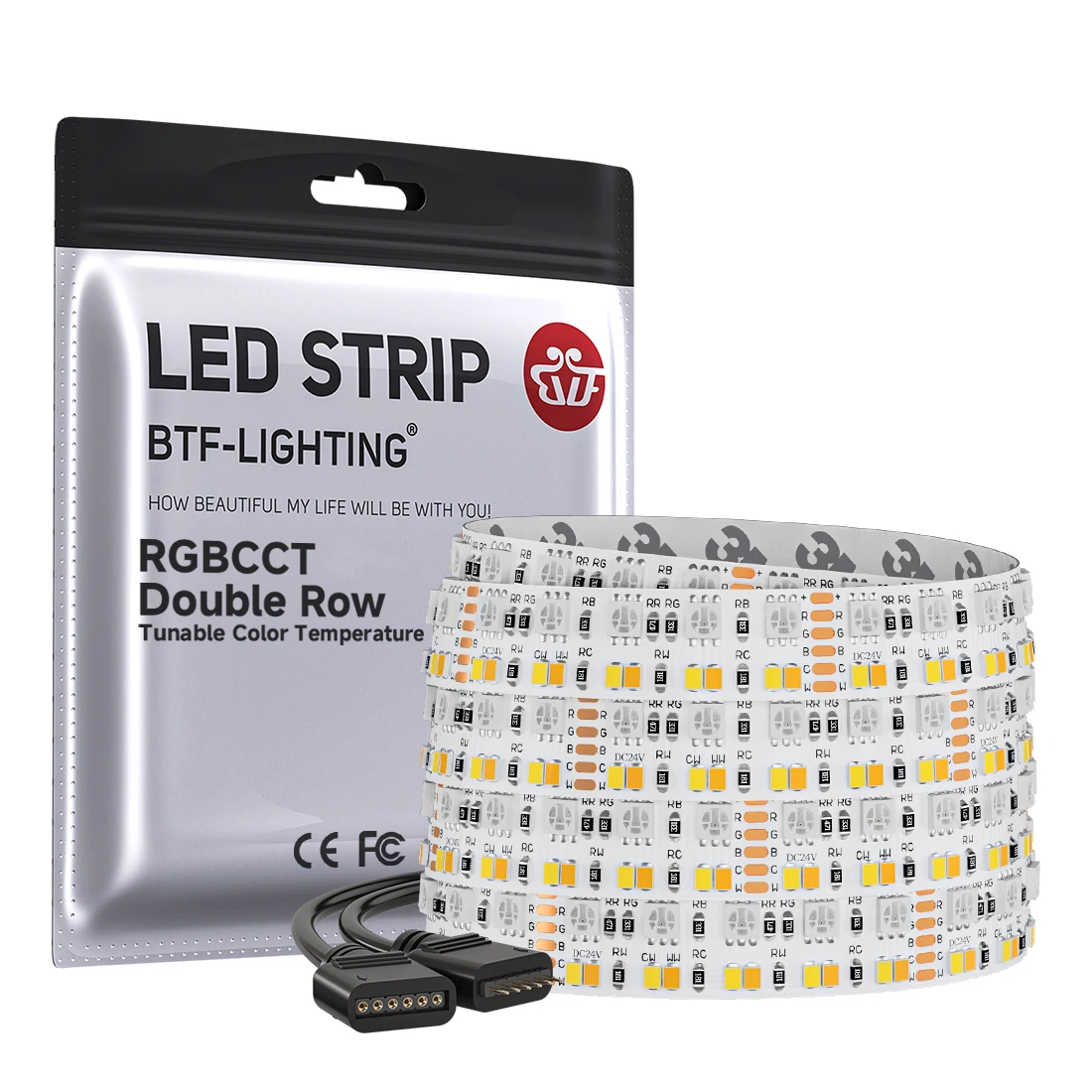 5 متر صف مزدوج RGBCCT 5 ألوان في 1 LED قطاع ضوء 6pin RGBW RGBCW RGBWW 5050 RGB 2835 WW CW 3000K-6500K 270 المصابيح/م 15 مللي متر 12 فولت 24 فولت
