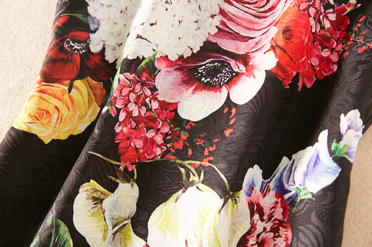 高級感のある女性用フラワー柄シースドレス、ラウンドネックノースリーブジャカードドレス