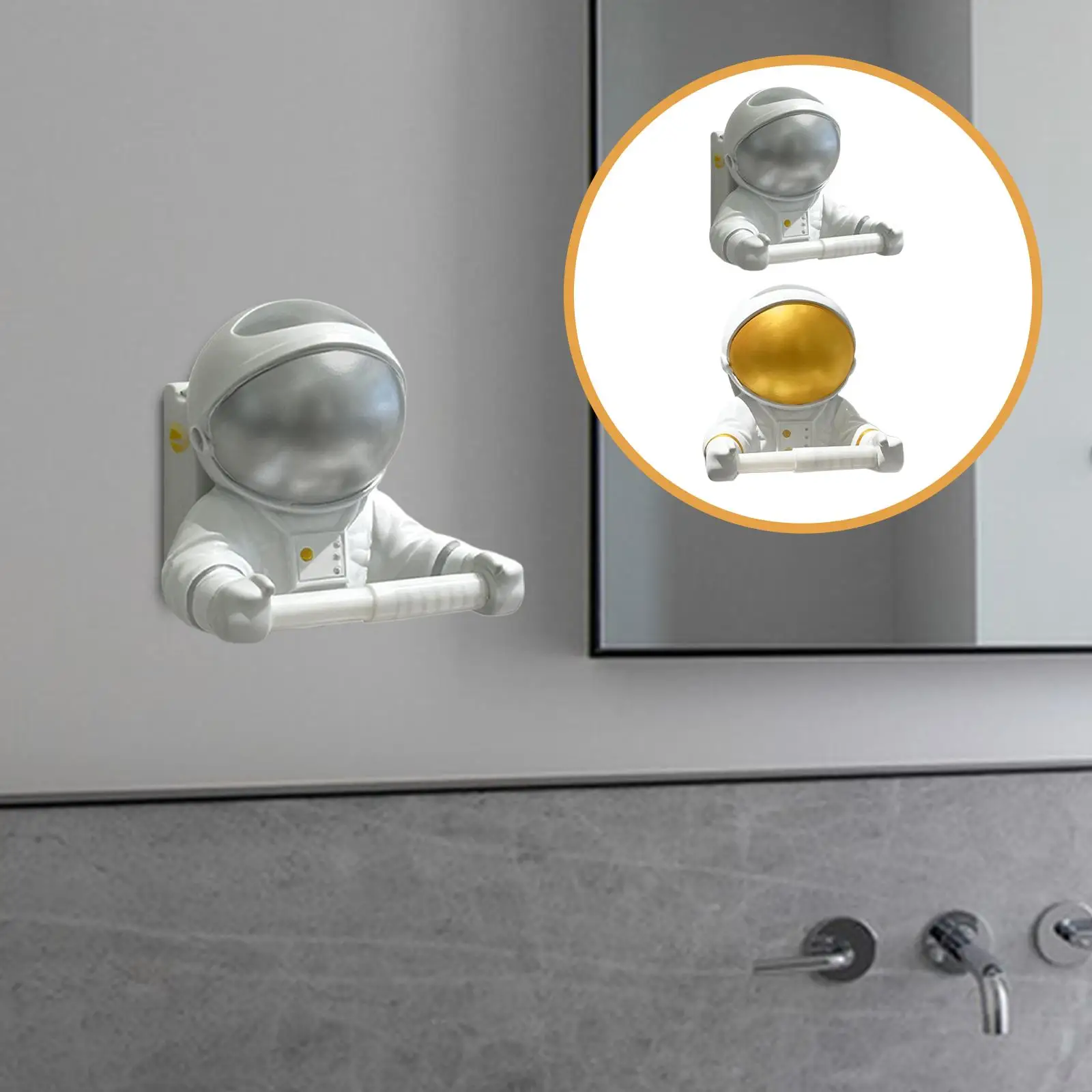 Bathroom Toilet Roll Holder Stand Astronaut Figure Vinyl Organizer Shelf for Fun Decor Toilet Accessory