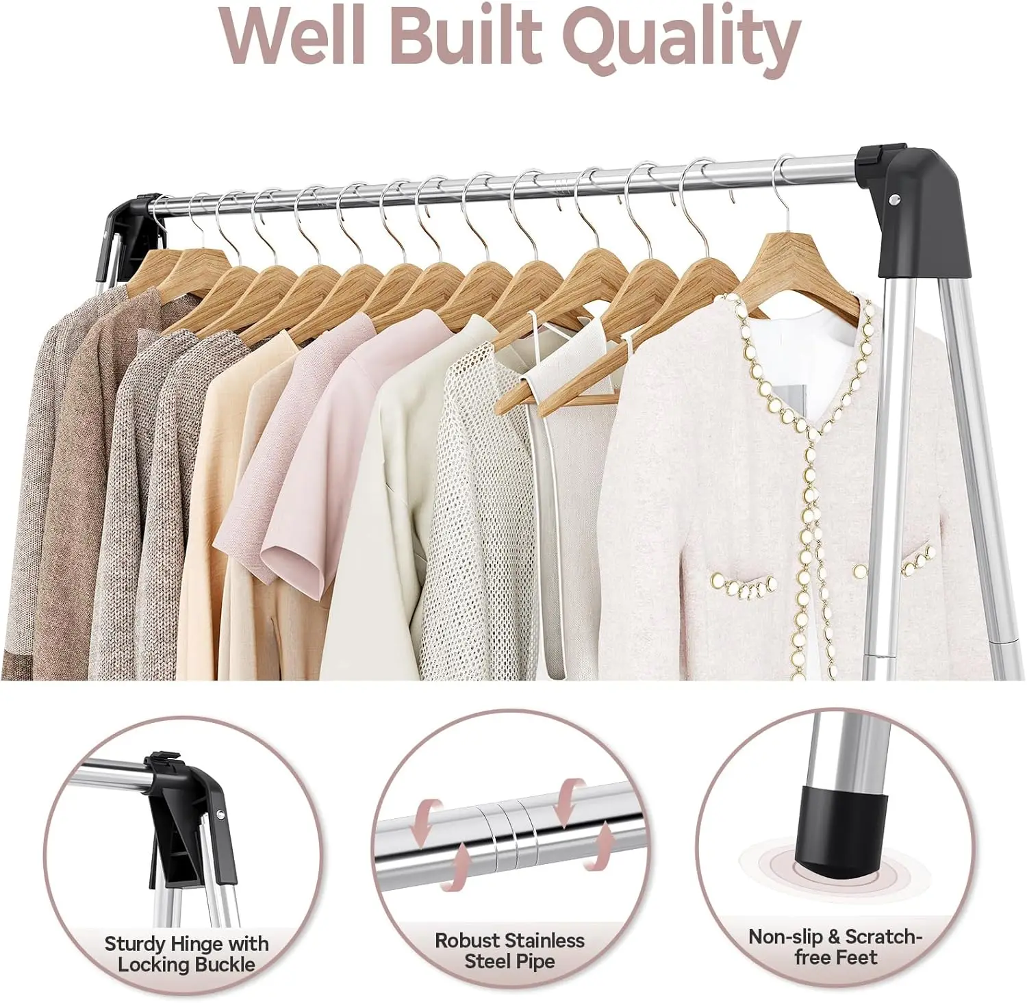 Foldable Stainless Steel Clothes Drying Rack, Portable Indoor Outdoor Free-Standing Large Capacity