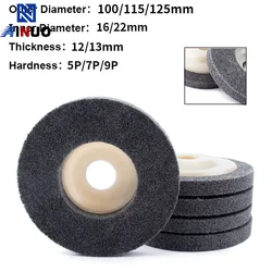 100/115/125mm naylon Fiber parlatma tekerleği olmayan dokuma aşındırıcı disk delik 16/22mm taşlama parlatma döner aracı için Metal